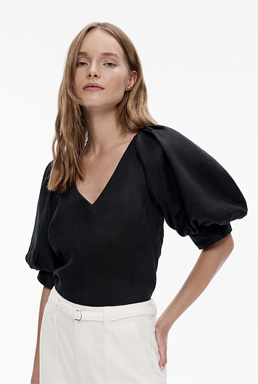 French Linen Seam Detail Blouse