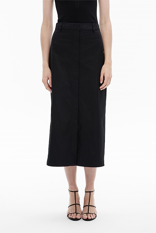 Button Through Midi Skirt