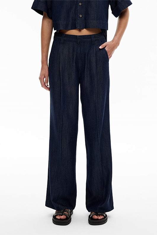 Pleated Denim Pant