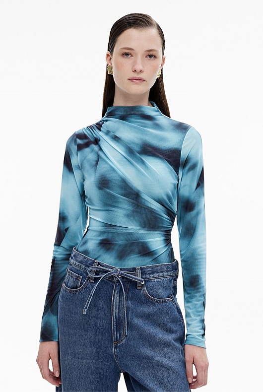 Mesh Mock Neck Top