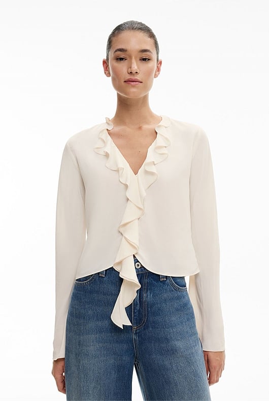 Ruffle V Neck Blouse