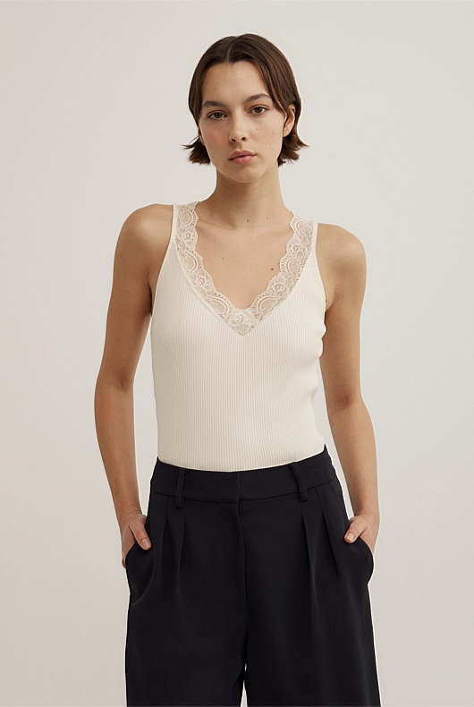Lace Rib Tank Top
