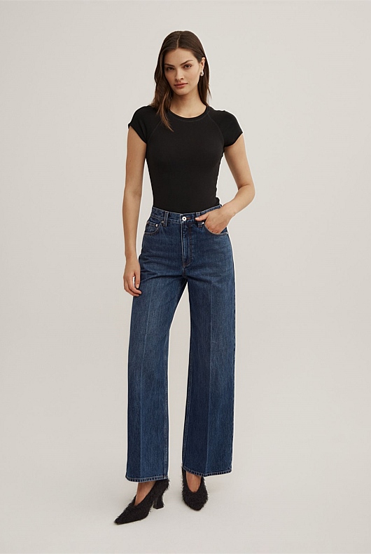 Wide Leg Crease Jeans