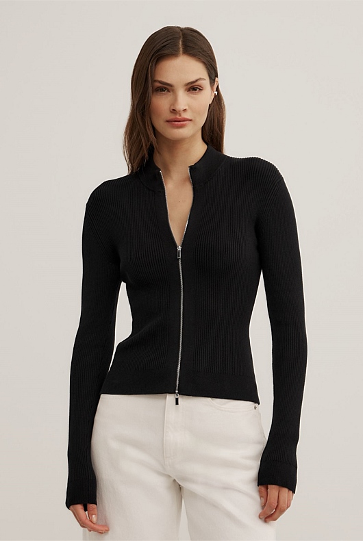 Double Zip Knit Cardigan