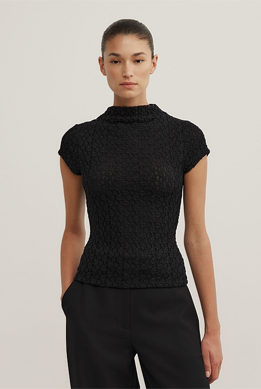Textured Short Sleeve Top