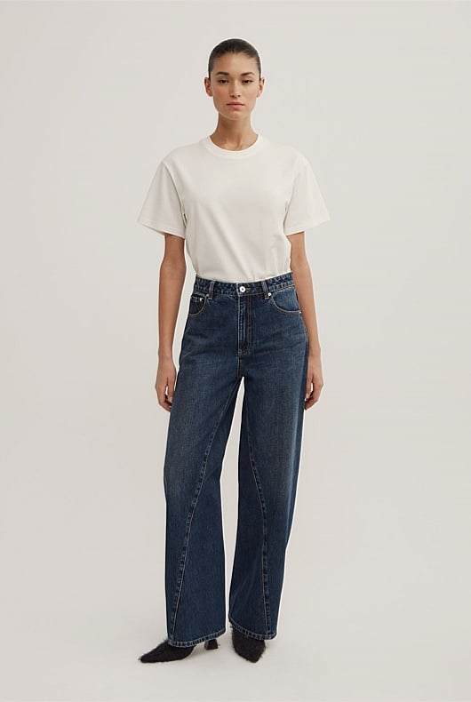 Angled Seam Denim Jeans