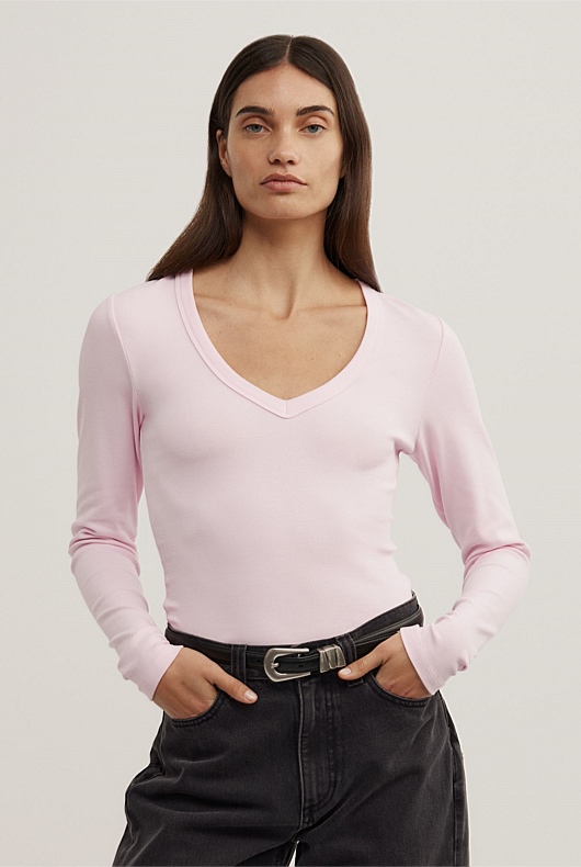V-Neck Long Sleeve Top