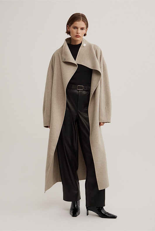 Funnel Wrap Neck Coat