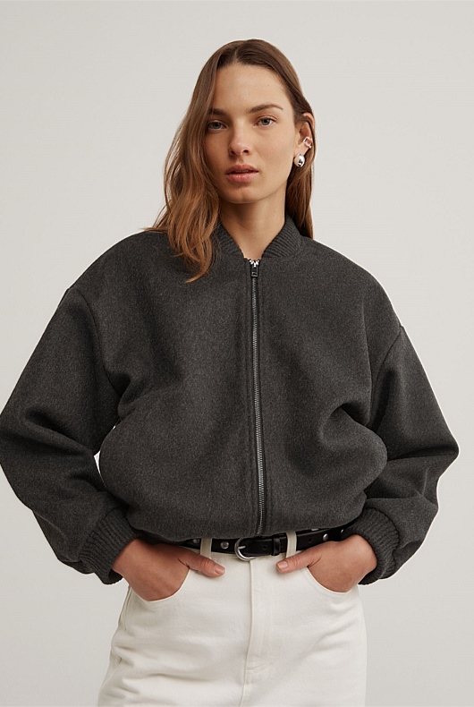 Felted Zip Bomber Jacket