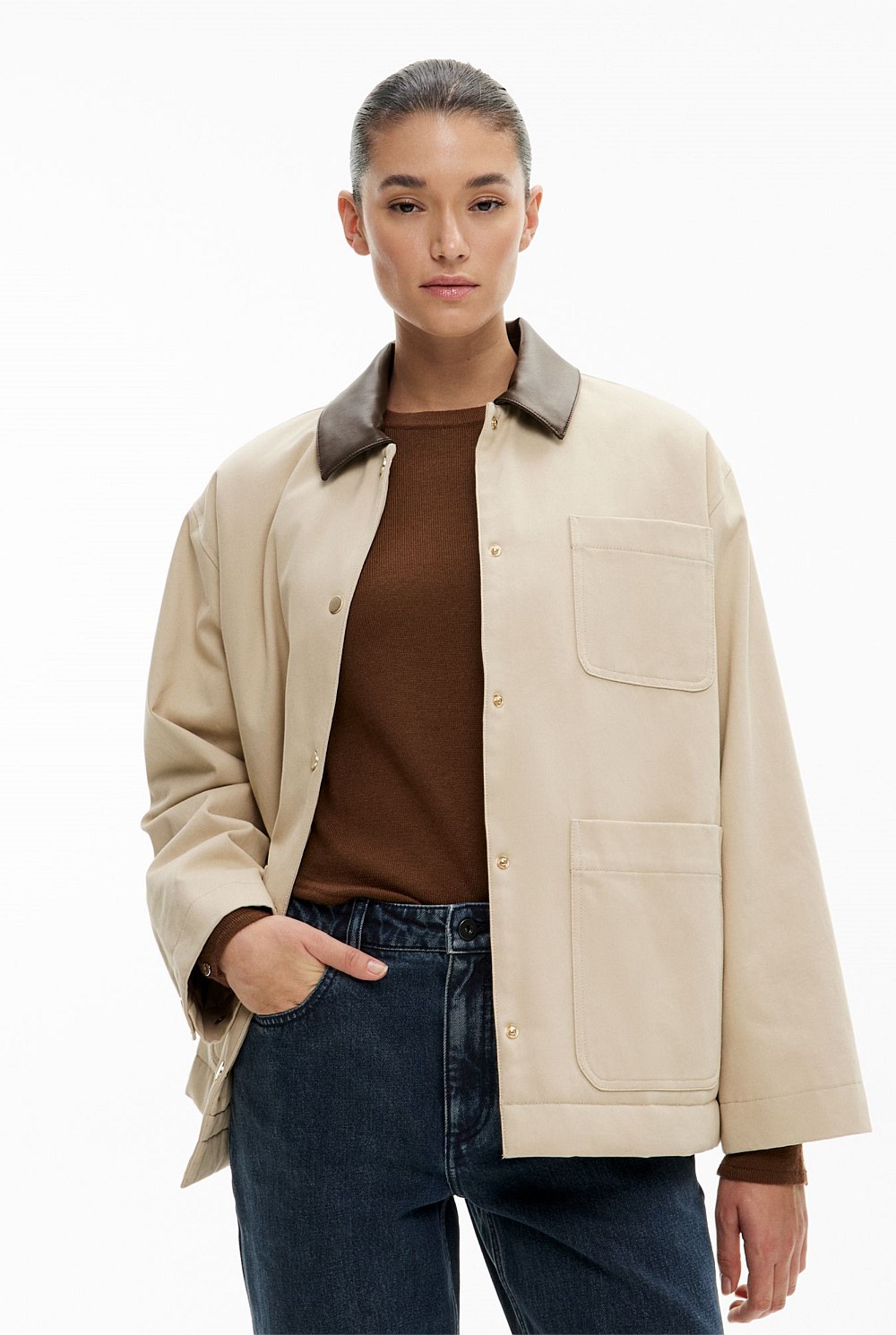 Contrast Collar Jacket