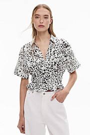 Gathered Waist Short Sleeve Shirt