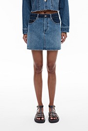 Contrast Denim Skirt