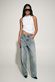 Pocket Detail Barrel Jeans