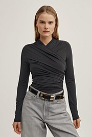 Wrap Long Sleeve Jersey Top