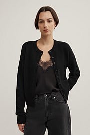 Crew Neck Button Cardigan