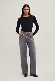 Angled Seam Denim Jeans