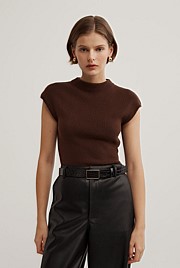High Neck Knit T-Shirt