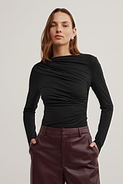 Draped Jersey Long Sleeve Top