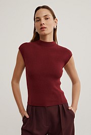 High Neck Knit T-Shirt