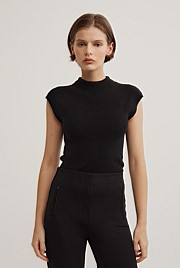High Neck Knit T-Shirt