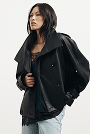 Funnel Neck Trench Coat