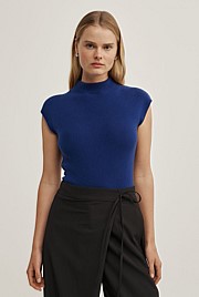 High Neck Knit T-Shirt
