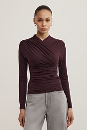Wrap Long Sleeve Jersey Top
