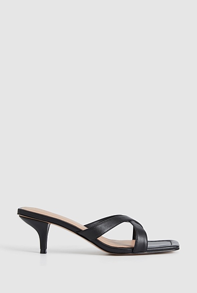 Black Harley Leather Heel - Women's Heels | Witchery