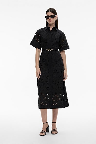 Black Lace Midi Dress - Women's A Line Dresses | Witchery