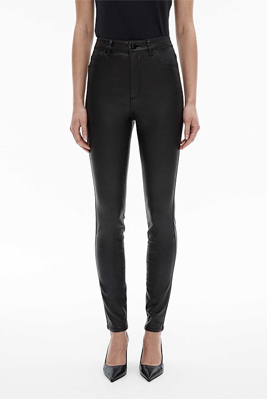 Black Full Length Coated Jean Women's Skinny Leg Jeans Witchery