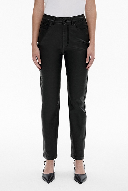 Black Coated Slim Straight Jean Women's Straight Leg Jeans Witchery