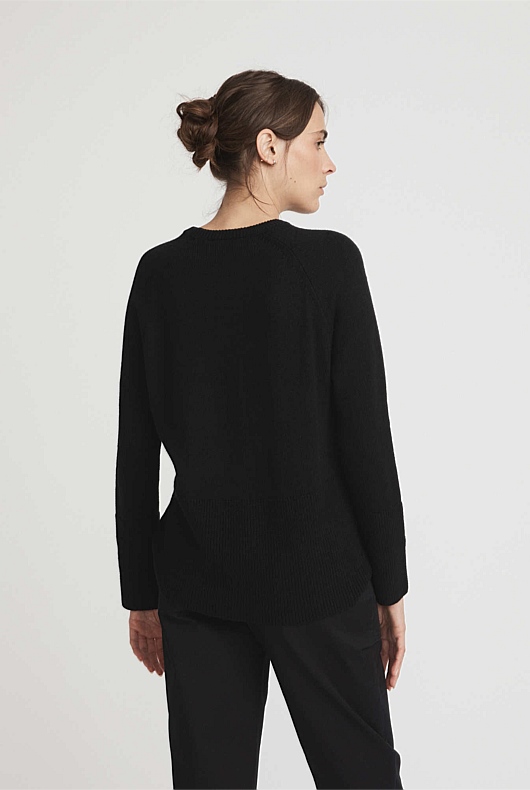 Black Crew Neck Slouch Knit - Women's Sweaters | Witchery