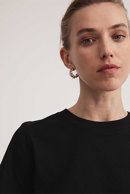 Black Staple Cotton Crew - Women's Essential Tops | Witchery