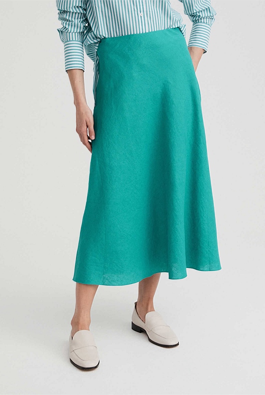 Jade Linen Slip Skirt - Women's Maxi Skirts | Witchery