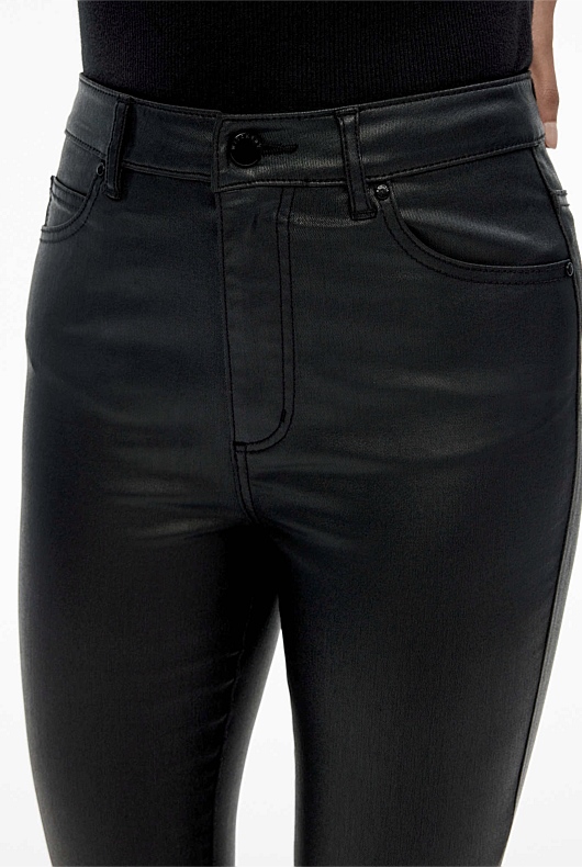 Black Full Length Coated Jean Women's Skinny Leg Jeans Witchery