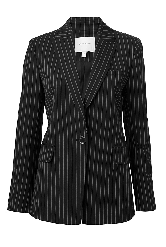 Black SingleBreasted Pinstripe Blazer Women's Blazers Witchery — free download