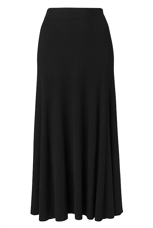 Black Rib Knit Flare Skirt Women's A Line Skirts Witchery