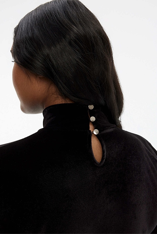 Black Velvet Turtleneck Top Women's Evening Tops Witchery