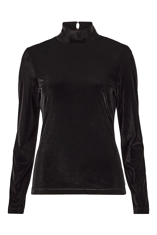 Black Velvet Turtleneck Top Women's Evening Tops Witchery
