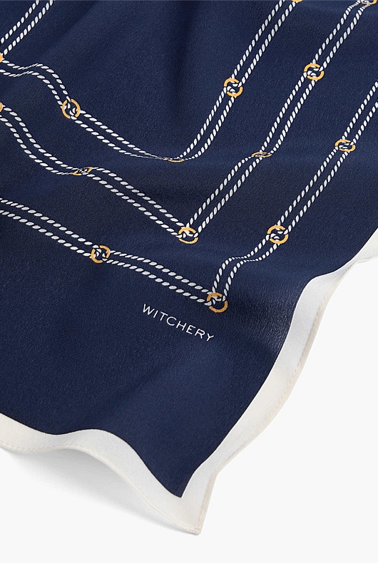 Navy Rope Print Scarf - Women's Scarves & Wraps | Witchery