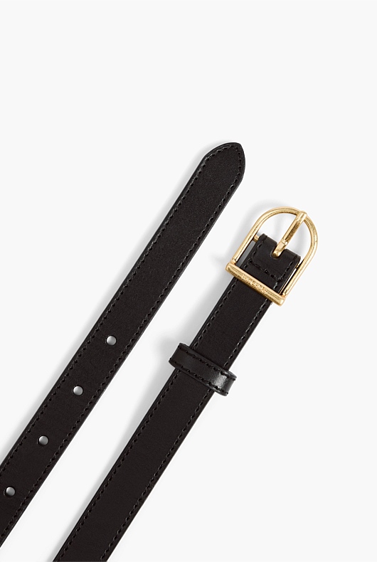 Black Curved Buckle Slim Belt - Women's Belts | Witchery