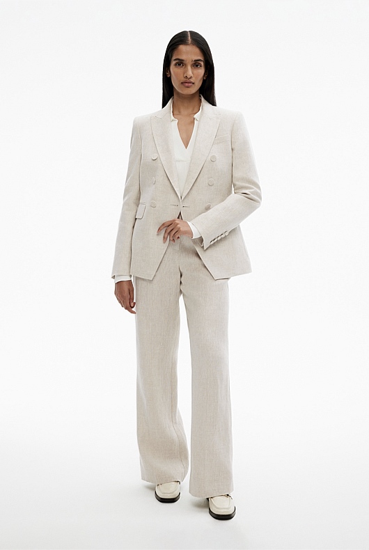 Flax Yarn Dye Linen DoubleBreasted Blazer Women's Blazers Witchery