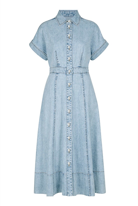 Vintage Wash Button-Down Denim Dress