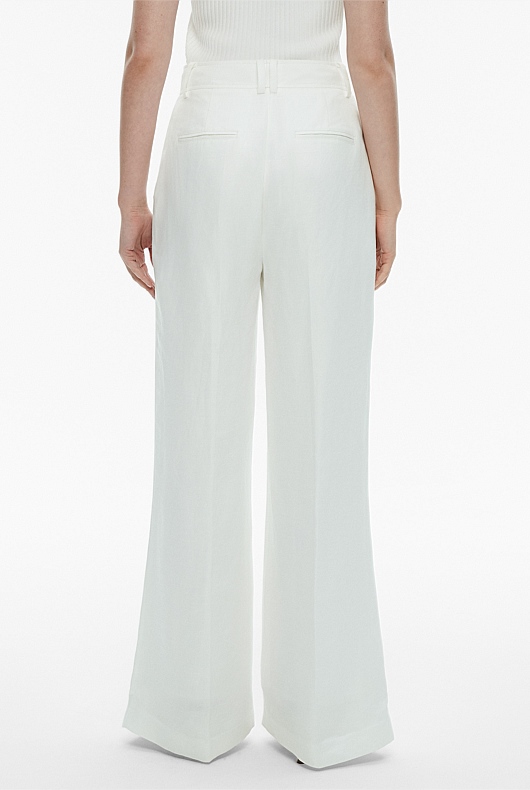 Laneus Women's Viscose and Linen Trousers White