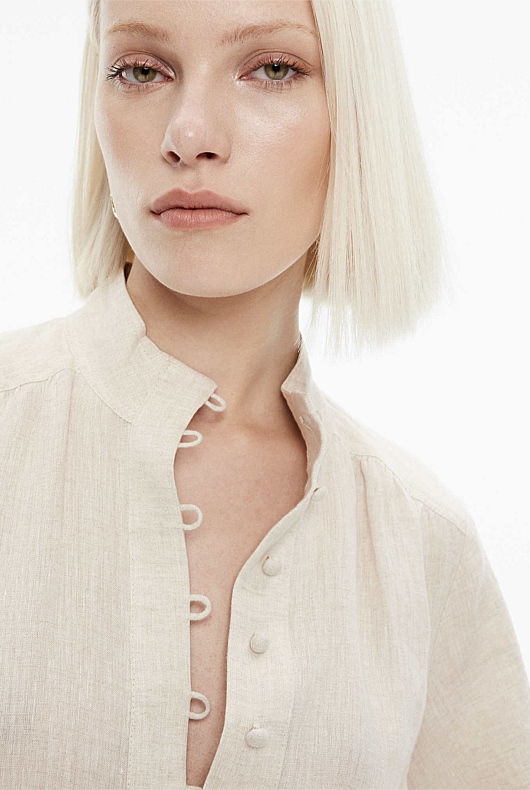 Flax French Linen High Neck Blouse - Women's Linen Shirts | Witchery