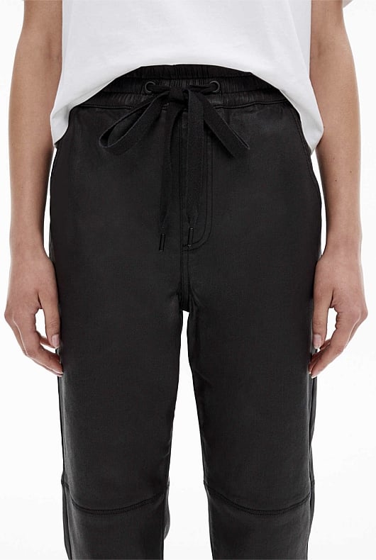 Black Denim Coated Jogger - Women's Straight Leg Jeans | Witchery