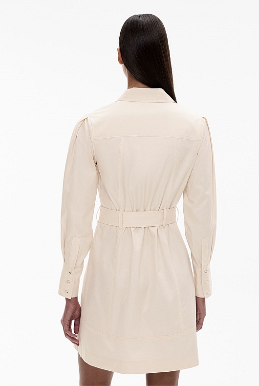 Cream Organic Cotton Twill Dress - Women's Casual Dresses | Witchery