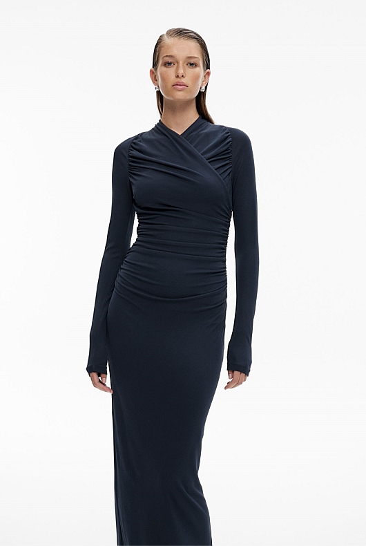 Navy Jersey Wrap Dress - Women's Evening & Cocktail Dresses | Witchery