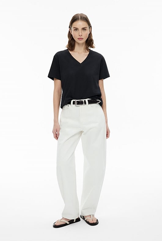 Black V Neck T-Shirt - Women's Short Sleeve Tops | Witchery