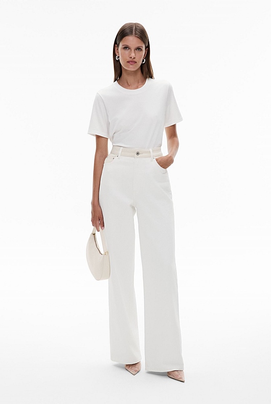 White Slim Fit Women's Cotton Short Sleeve Cropped T-Shirt By Being Human Clothing